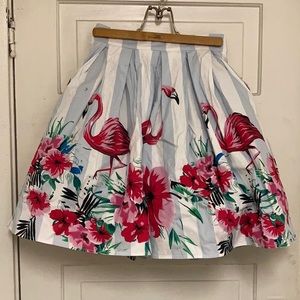 Pinup 50s style swing A-line flamingo skirt